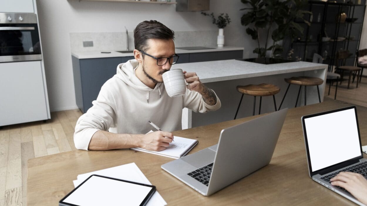 Collaborateur en situation de travail hybride à domicile, illustrant les défis pour sécuriser données télétravail en 2026.